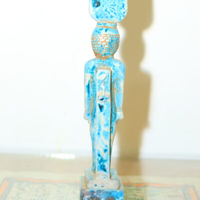 Hand-Carved Egyptian Statue of Goddess Hathor with Sistrum