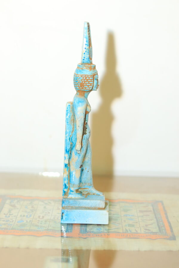 Hand-Carved Egyptian Statue of Goddess Hathor with Sistrum