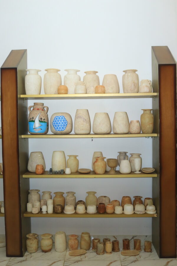 Assorted Handmade Egyptian Alabaster Vases & Jars Collection