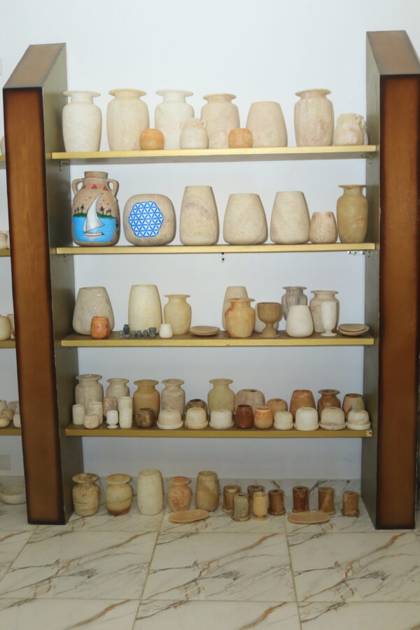 Assorted Handmade Egyptian Alabaster Vases & Jars Collection