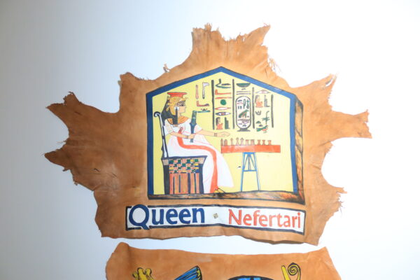 Hand-Painted Leather Wall Art with Queen Nefertari