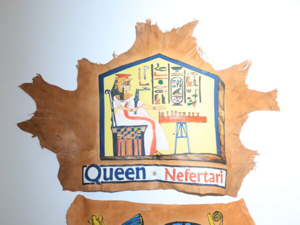 Hand-Painted Leather Wall Art with Queen Nefertari
