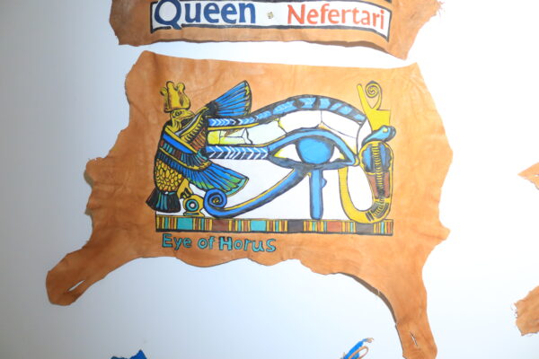 Hand-Painted Leather Wall Art with the Eye of Horus