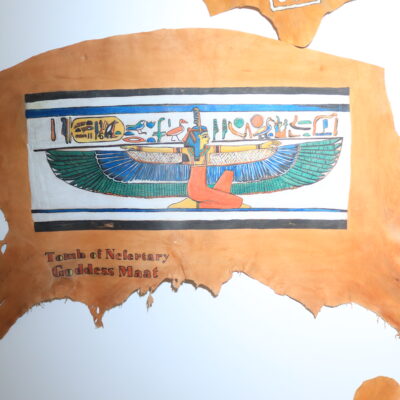 Hand-Painted Leather Wall Art of Goddess Ma'at from Nefertari's Tomb