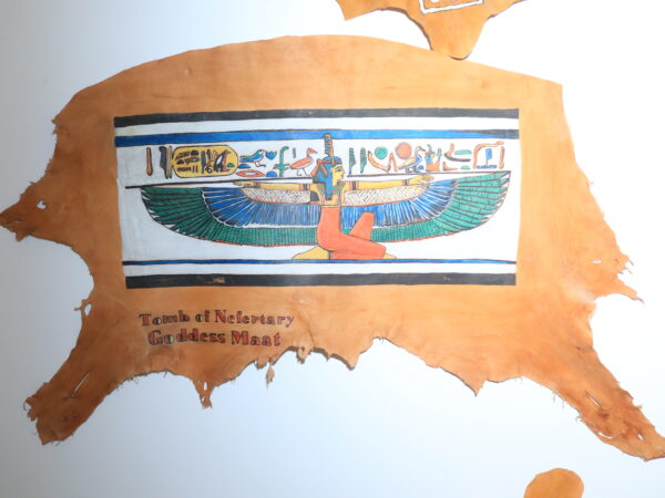 Hand-Painted Leather Wall Art of Goddess Ma'at from Nefertari's Tomb
