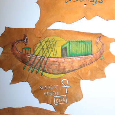 IMG_0614 Hand-Painted Leather Wall Art of Khufu's Sunboat