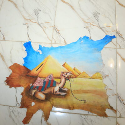 IMG_0622 Hand-Painted Leather Wall Art of Egyptian Pyramids and Camel