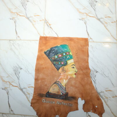 Hand-Painted Leather Wall Art of Queen Nefertiti Bust