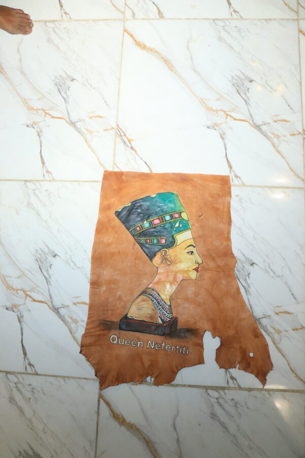 Hand-Painted Leather Wall Art of Queen Nefertiti Bust