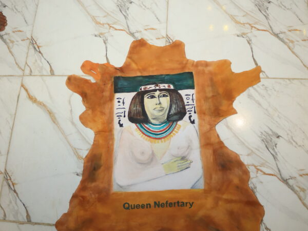 Hand-Painted Leather Wall Art of Queen Nefertari