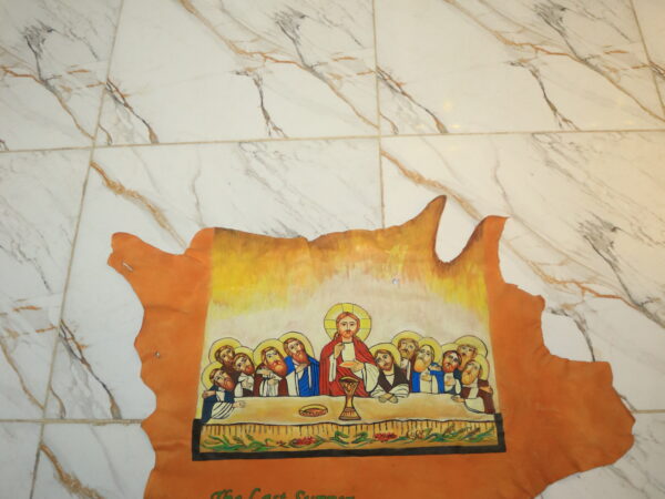 Hand-Painted Leather Wall Art of The Last Supper