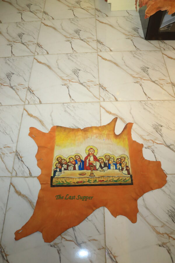 Hand-Painted Leather Wall Art of The Last Supper