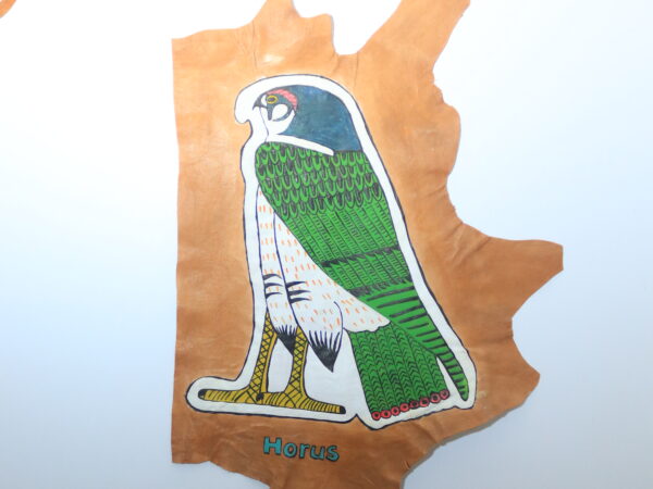 Hand-Painted Leather Wall Art of the God Horus
