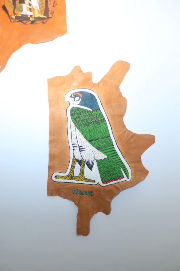 Hand-Painted Leather Wall Art of the God Horus