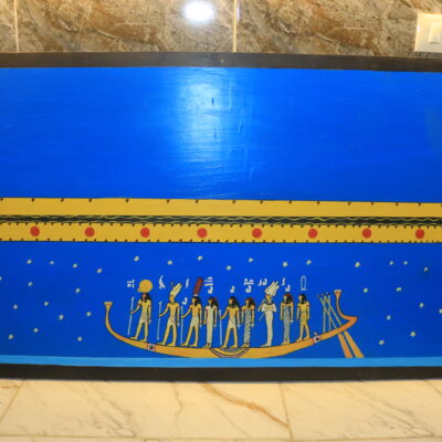IMG_0636 Hand-Painted Egyptian Wall Art with Sunboat and Deities