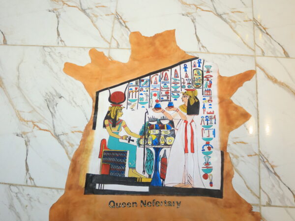 Hand-Painted Leather Wall Art of Queen Nefertari Guided by the Gods