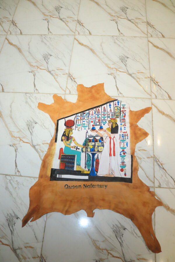 Hand-Painted Leather Wall Art of Queen Nefertari Guided by the Gods