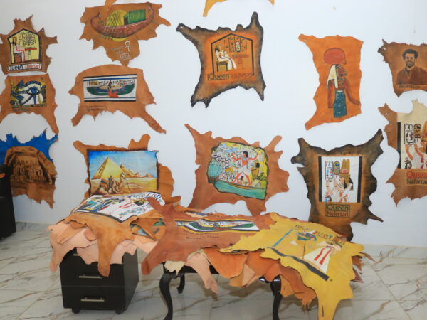 Assorted Egyptian Hand-Painted Leather Wall Art Collection
