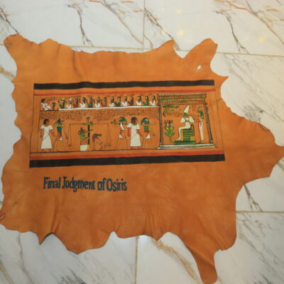 Hand-Painted Leather Wall Art of the Final Judgment of Osiris