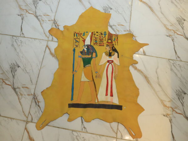 Hand-Painted Leather Wall Art of the Weighing of the Heart