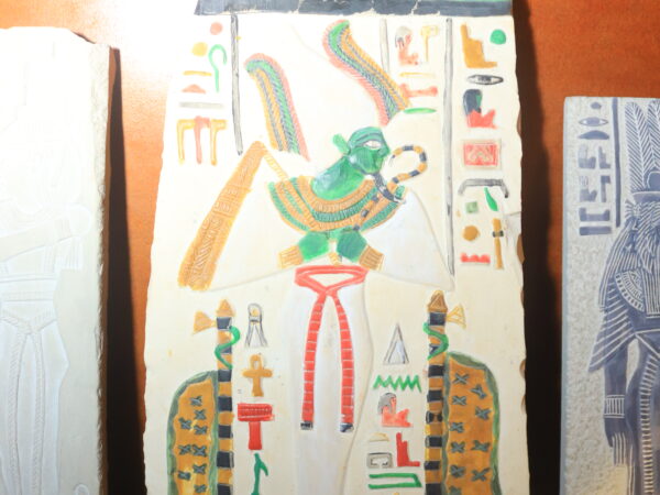 Hand-Painted Egyptian Plaque of Goddess Heket with Scarab