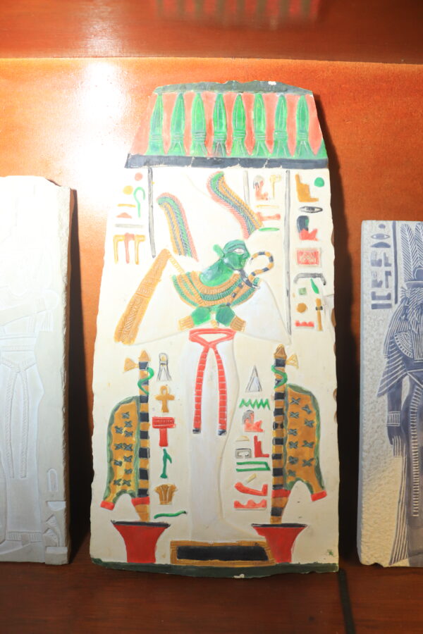 Hand-Painted Egyptian Plaque of Goddess Heket with Scarab