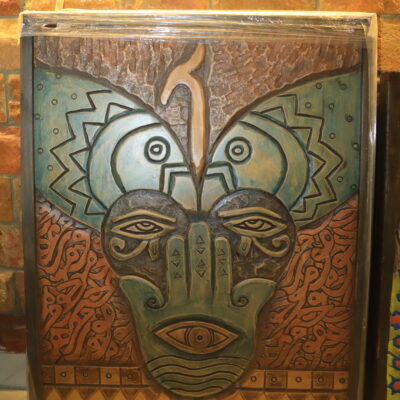 Hand-Carved Wooden Wall Art with Hamsa and Eyes Motif
