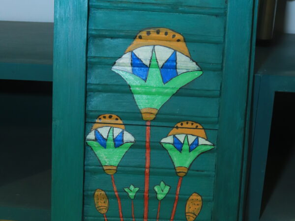 Hand-Painted Wooden Wall Art of Egyptian Lotus Flowers