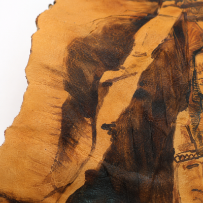 Hand-Painted Leather Wall Art with Abu Simbel Temple