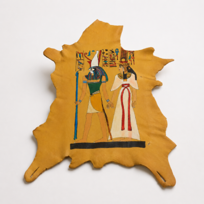 ART-HEART-001_03 Hand-Painted Leather Wall Art of the Weighing of the Heart