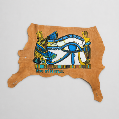 ART-HORUS-001_02 Hand-Painted Leather Wall Art with the Eye of Horus