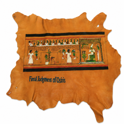 Hand-Painted Leather Wall Art of the Final Judgment of Osiris