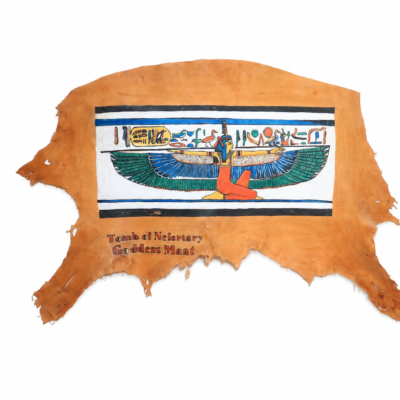 Hand-Painted Leather Wall Art of Goddess Ma'at from Nefertari's Tomb