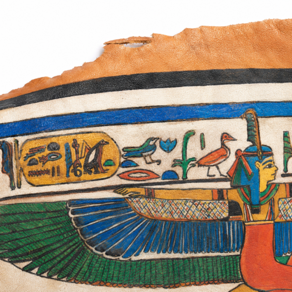Hand-Painted Leather Wall Art of Goddess Ma'at from Nefertari's Tomb