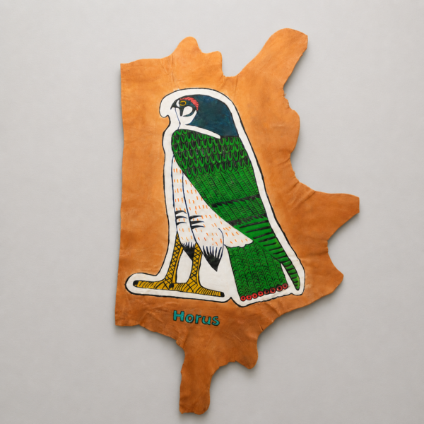 HORUS-FALCON-001-04 Hand-Painted Leather Wall Art of the God Horus