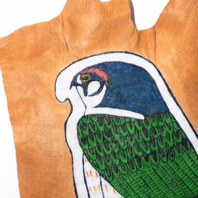 HORUS-FALCON-001-05 Hand-Painted Leather Wall Art of the God Horus