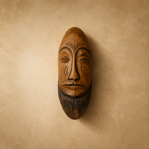 Hand-Carved African Tribal Mask with Beard