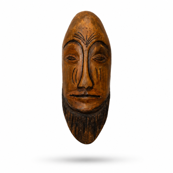 Hand-Carved African Tribal Mask with Beard