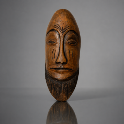 Hand-Carved African Tribal Mask with Beard