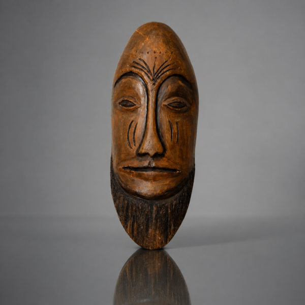 Hand-Carved African Tribal Mask with Beard