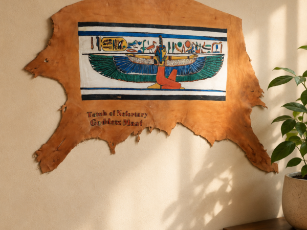 Main-Image Hand-Painted Leather Wall Art of Goddess Ma'at from Nefertari's Tomb