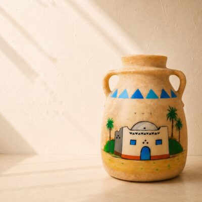 PRODUCT_ALAB-NILE-001_01 Hand-Painted Egyptian Alabaster Jar with Nile Scene