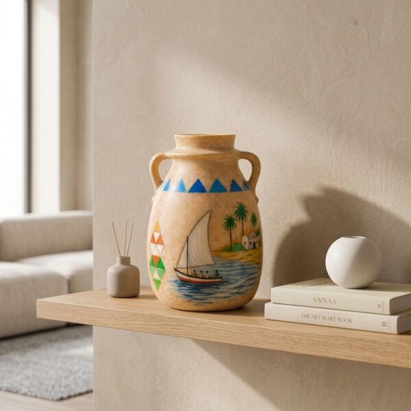 PRODUCT_ALAB-NILE-001_011 Hand-Painted Egyptian Alabaster Jar with Nile Scene