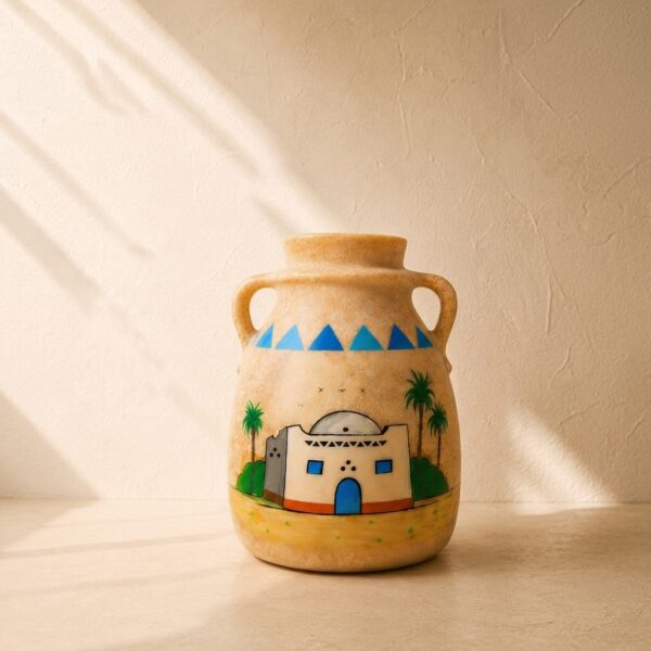 PRODUCT_ALAB-NILE-001_02 Hand-Painted Egyptian Alabaster Jar with Nile Scene