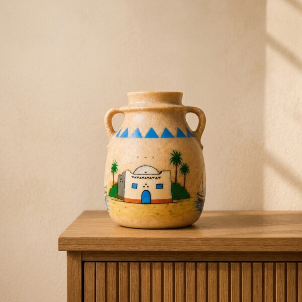PRODUCT_ALAB-NILE-001_03 Hand-Painted Egyptian Alabaster Jar with Nile Scene