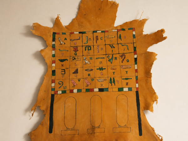 hieroglyph-art-017 Hand-Painted Leather Wall Art with Egyptian Hieroglyphic Alphabet